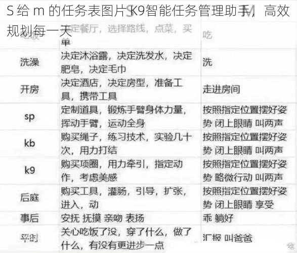 S 给 m 的任务表图片 K9智能任务管理助手,高效规划每一天