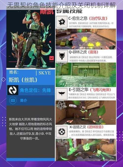 无畏契约角色技能介绍及关闭机制详解