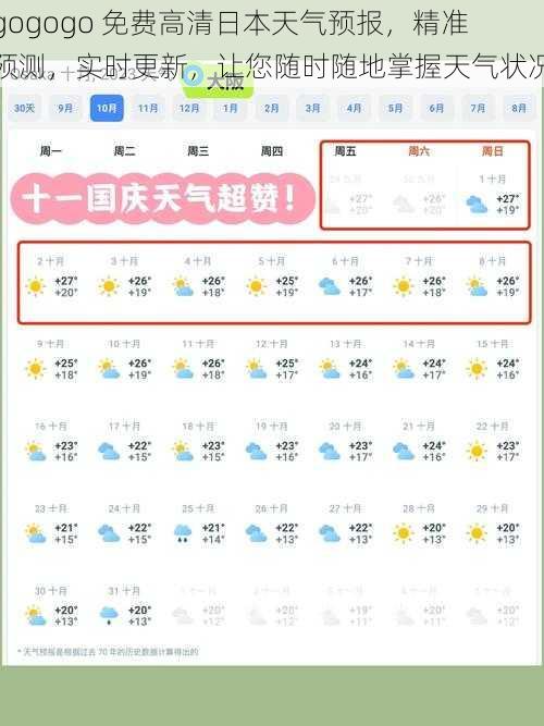 gogogo 免费高清日本天气预报,精准预测,实时更新,让您随时随地掌握天气状况