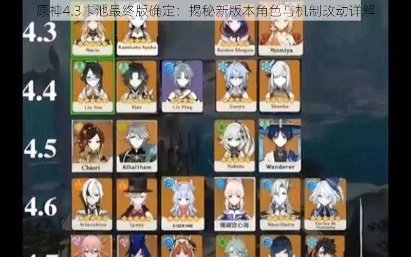 原神4.3卡池最终版确定:揭秘新版本角色与机制改动详解