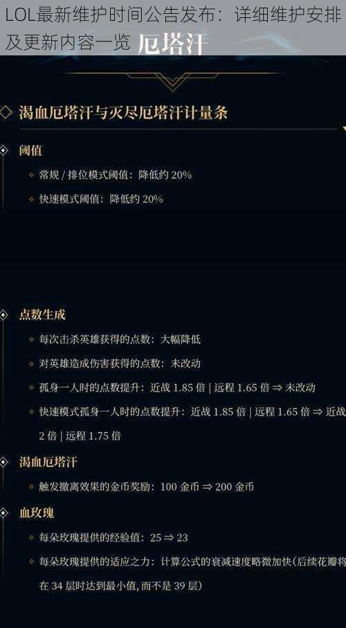 LOL最新维护时间公告发布:详细维护安排及更新内容一览