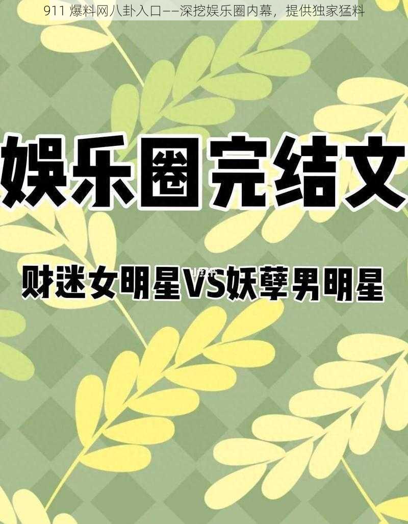 911 爆料网八卦入口——深挖娱乐圈内幕,提供独家猛料