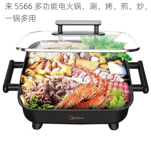 来 5566 多功能电火锅,涮、烤、煎、炒,一锅多用
