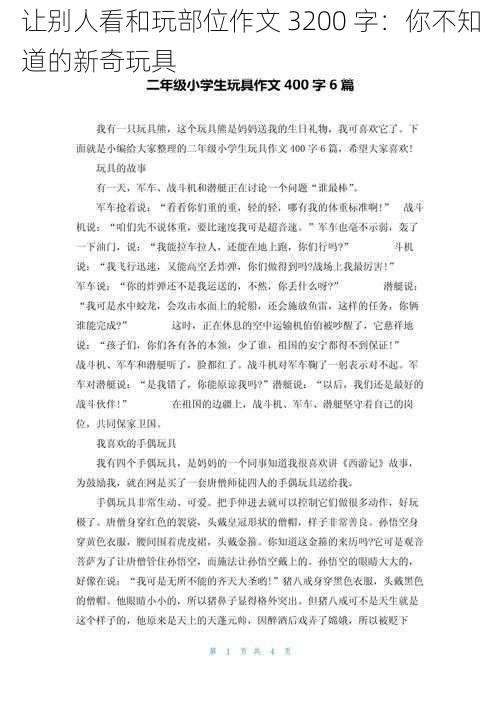 让别人看和玩部位作文 3200 字:你不知道的新奇玩具