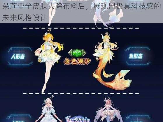 朵莉亚全皮肤去除布料后,展现出极具科技感的未来风格设计