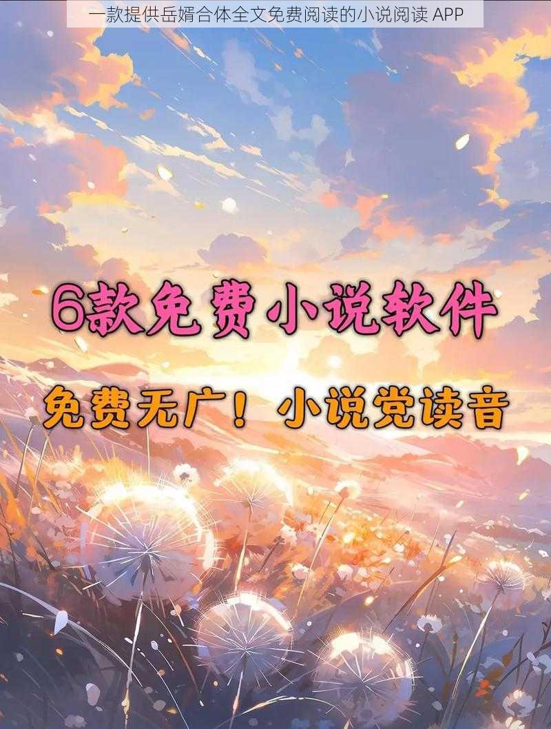 一款提供岳婿合体全文免费阅读的小说阅读 APP