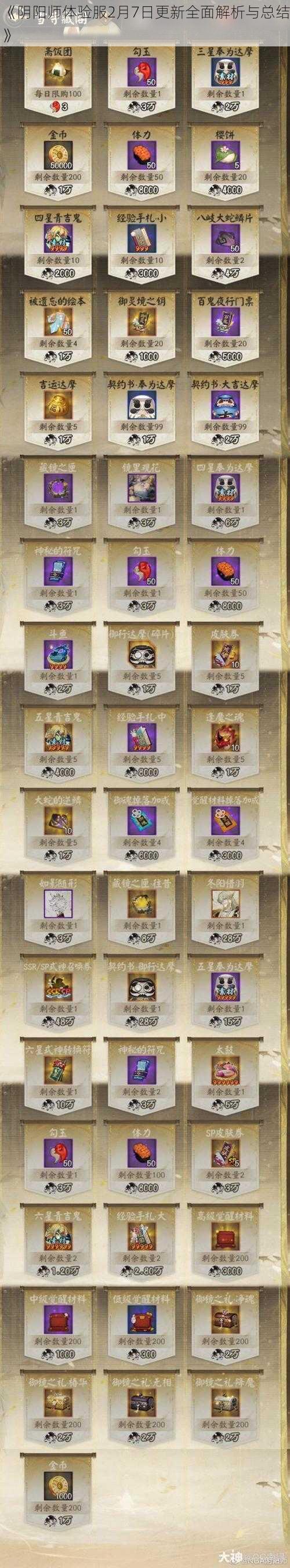 《阴阳师体验服2月7日更新全面解析与总结》