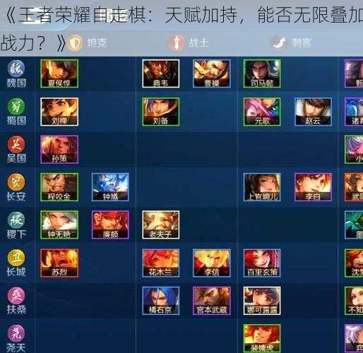 《王者荣耀自走棋:天赋加持,能否无限叠加战力?》