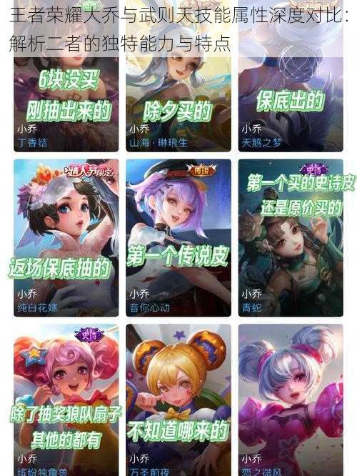 王者荣耀大乔与武则天技能属性深度对比:解析二者的独特能力与特点