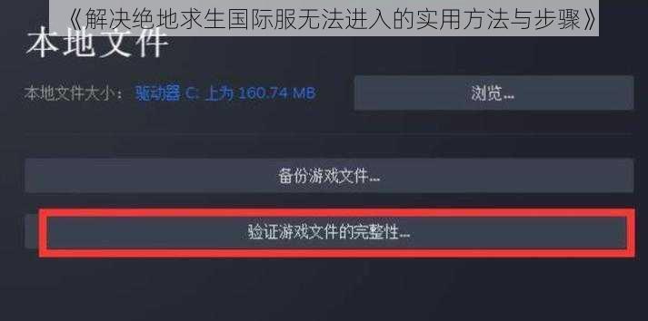 《解决绝地求生国际服无法进入的实用方法与步骤》