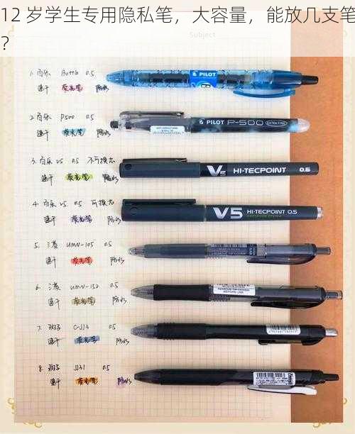 12 岁学生专用隐私笔,大容量,能放几支笔?