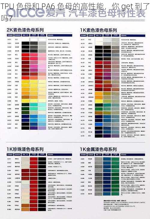TPU 色母和 PA6 色母的高性能,你 get 到了吗?
