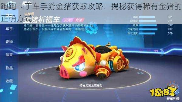 跑跑卡丁车手游金猪获取攻略:揭秘获得稀有金猪的正确方式