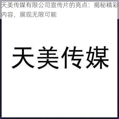 天美传媒有限公司宣传片的亮点:揭秘精彩内容,展现无限可能