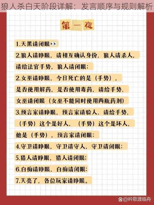 狼人杀白天阶段详解:发言顺序与规则解析