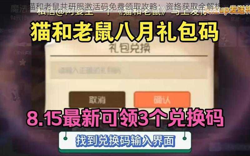 猫和老鼠共研服激活码免费领取攻略:资格获取全解析
