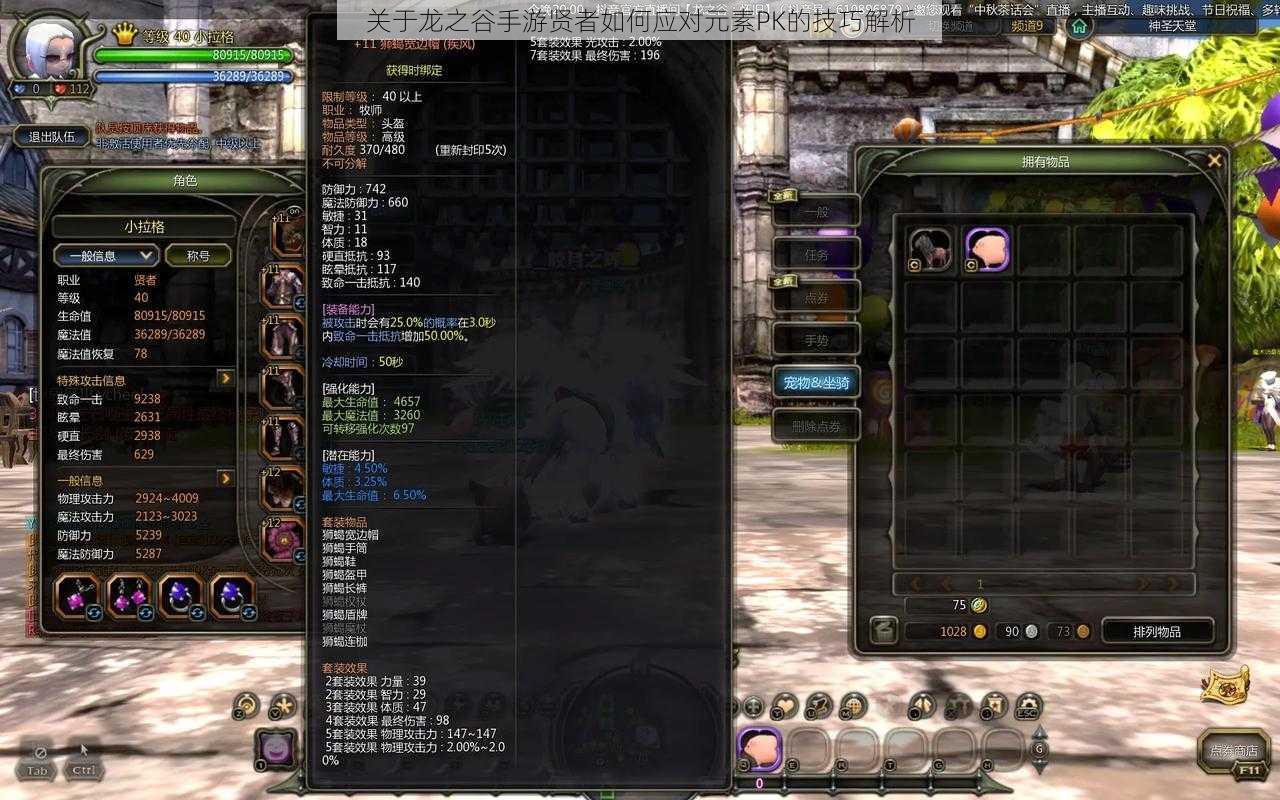 关于龙之谷手游贤者如何应对元素PK的技巧解析