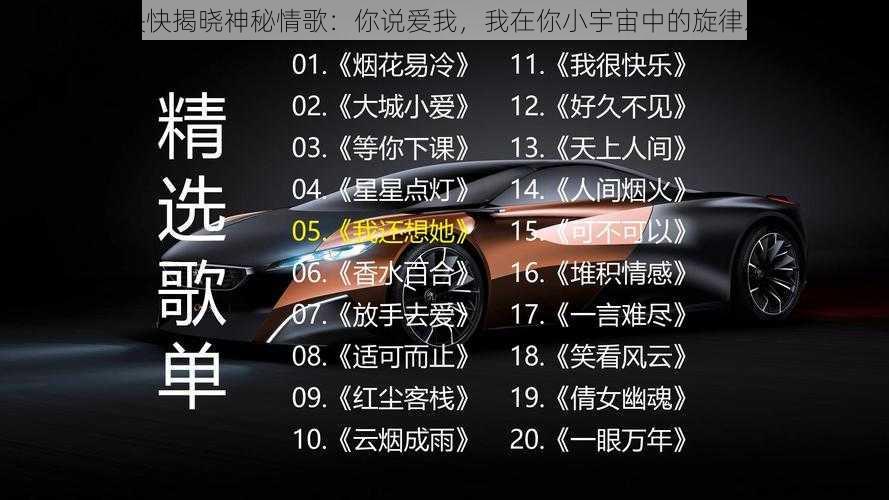 快快快揭晓神秘情歌:你说爱我,我在你小宇宙中的旋律之歌