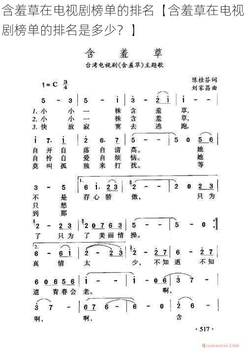 含羞草在电视剧榜单的排名【含羞草在电视剧榜单的排名是多少?】