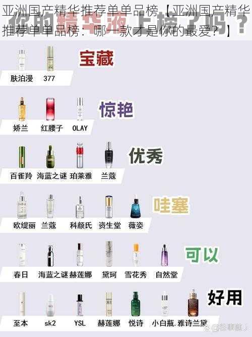 亚洲国产精华推荐单单品榜【亚洲国产精华推荐单单品榜:哪一款才是你的最爱?】