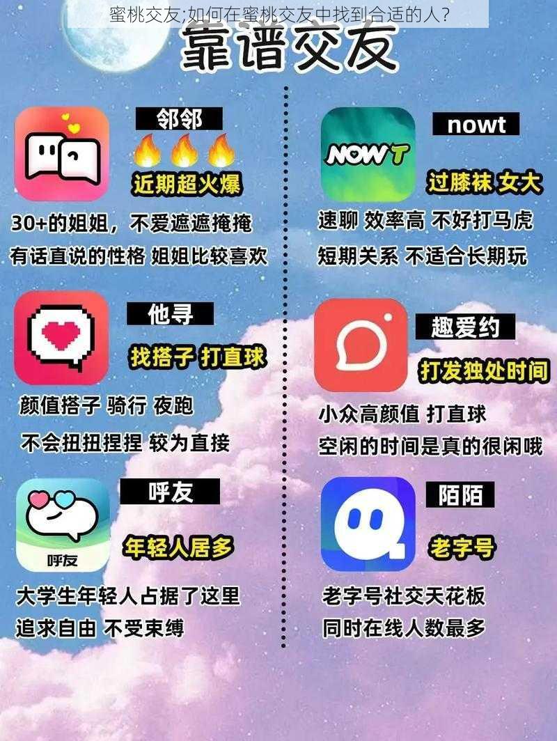 蜜桃交友;如何在蜜桃交友中找到合适的人?