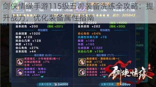 剑侠情缘手游115级五毒装备洗练全攻略:提升战力,优化装备属性指南