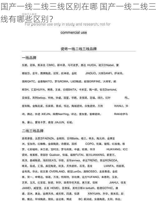 国产一线二线三线区别在哪 国产一线二线三线有哪些区别?