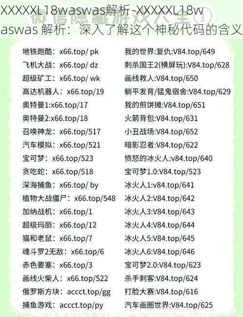 XXXXXL18waswas解析-XXXXXL18waswas 解析:深入了解这个神秘代码的含义