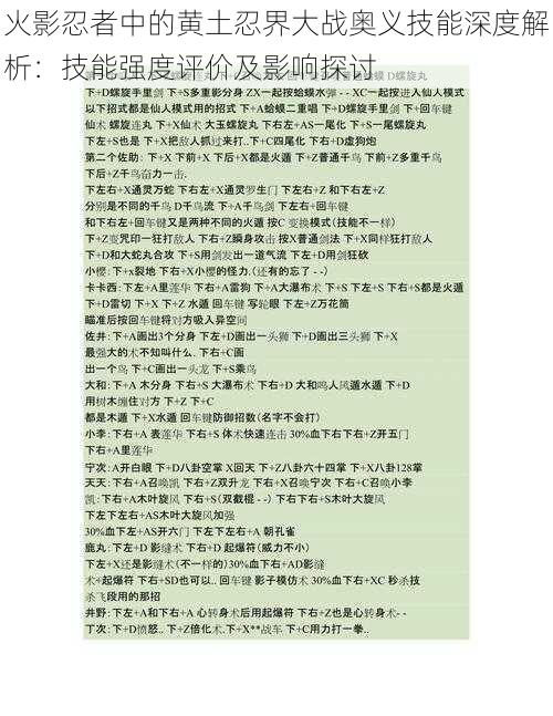 火影忍者中的黄土忍界大战奥义技能深度解析:技能强度评价及影响探讨