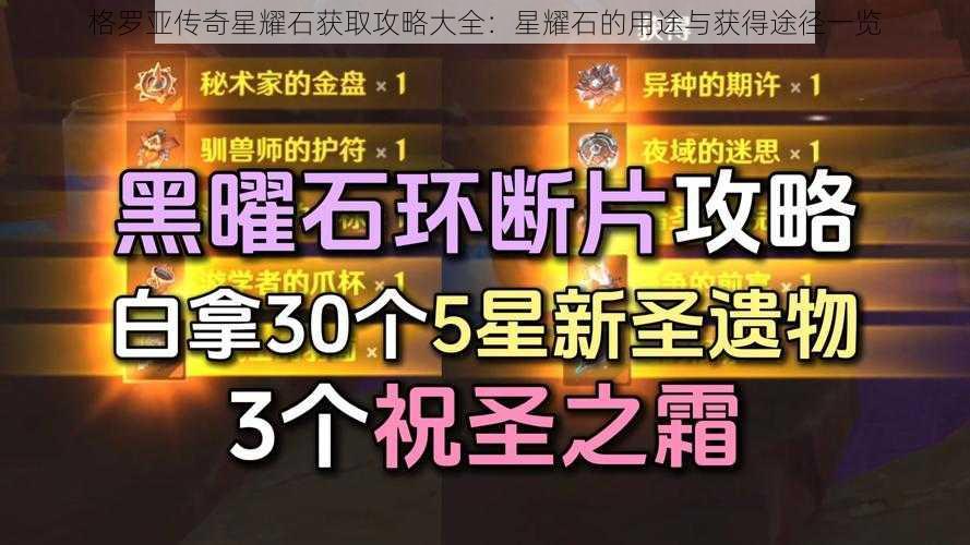 格罗亚传奇星耀石获取攻略大全:星耀石的用途与获得途径一览