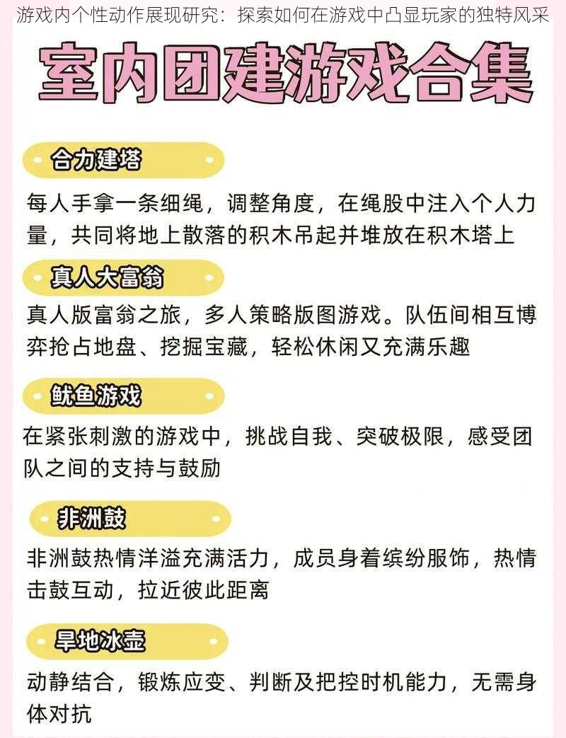 游戏内个性动作展现研究:探索如何在游戏中凸显玩家的独特风采