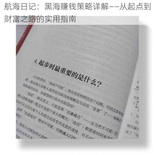 航海日记:黑海赚钱策略详解——从起点到财富之路的实用指南