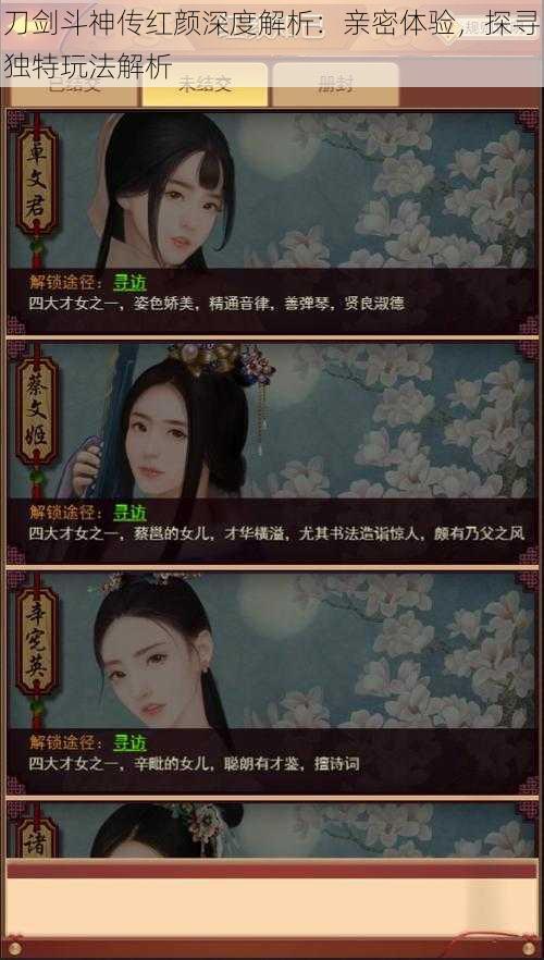 刀剑斗神传红颜深度解析:亲密体验,探寻独特玩法解析