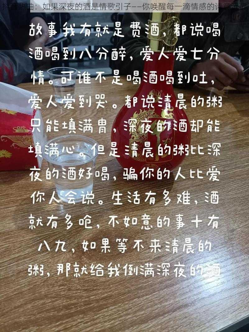 抖音热曲：如果深夜的酒是情歌引子——你唤醒每一滴情感的诗意沉醉