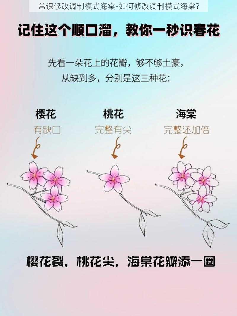 常识修改调制模式海棠-如何修改调制模式海棠？