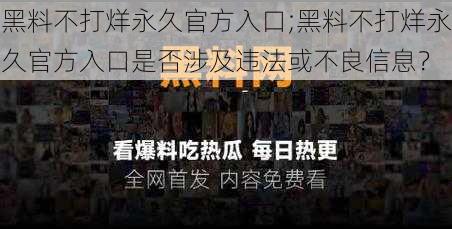 黑料不打烊永久官方入口;黑料不打烊永久官方入口是否涉及违法或不良信息？