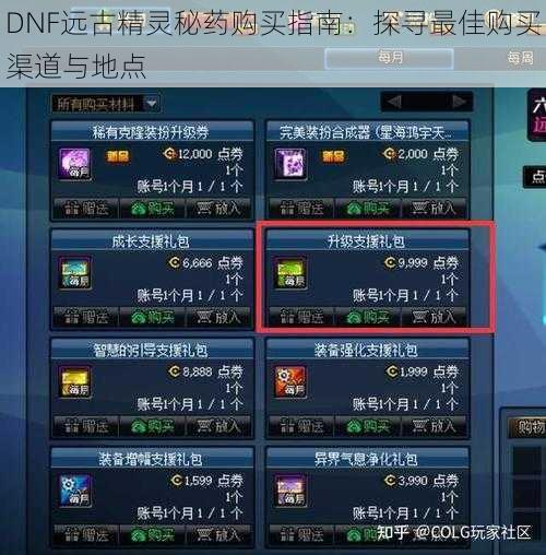 DNF远古精灵秘药购买指南:探寻最佳购买渠道与地点