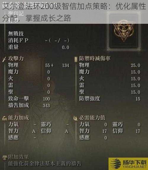 艾尔登法环200级智信加点策略:优化属性分配,掌握成长之路