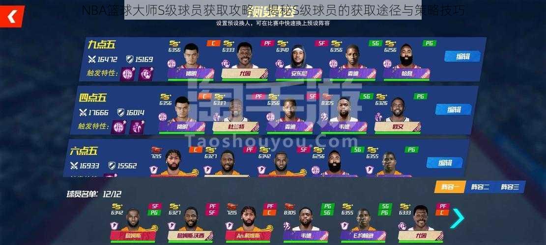 NBA篮球大师S级球员获取攻略:揭秘S级球员的获取途径与策略技巧