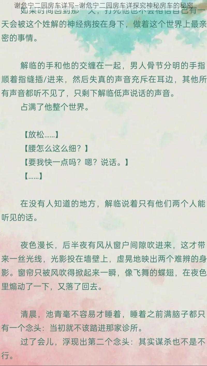 谢危宁二园房车详写—谢危宁二园房车详探究神秘房车的秘密