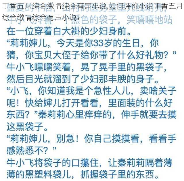 丁香五月综合缴情综合有声小说,如何评价小说丁香五月综合缴情综合有声小说?