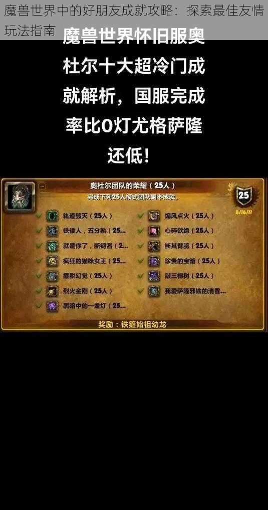 魔兽世界中的好朋友成就攻略:探索最佳友情玩法指南