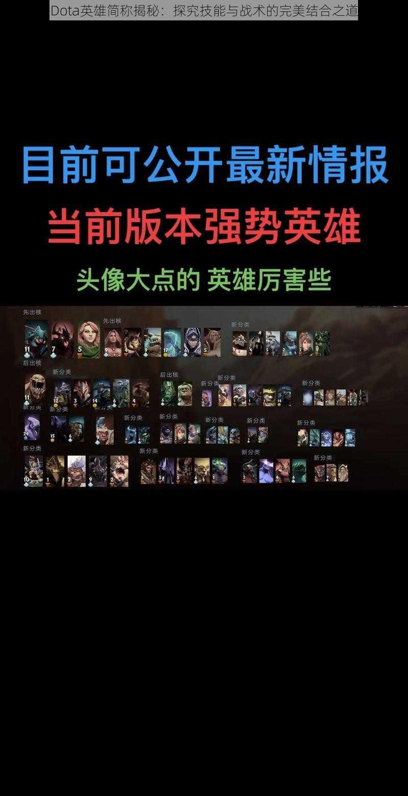 Dota英雄简称揭秘:探究技能与战术的完美结合之道