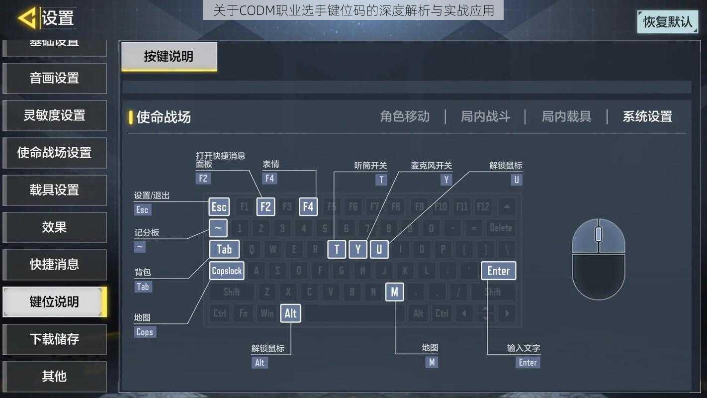 关于CODM职业选手键位码的深度解析与实战应用