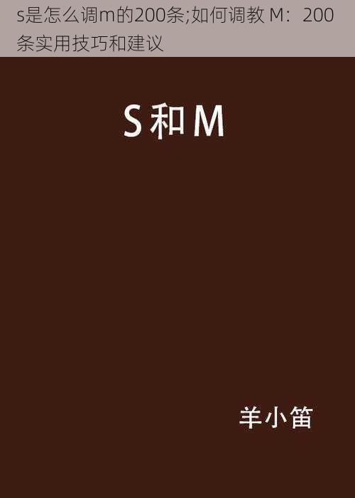 s是怎么调m的200条;如何调教 M：200 条实用技巧和建议