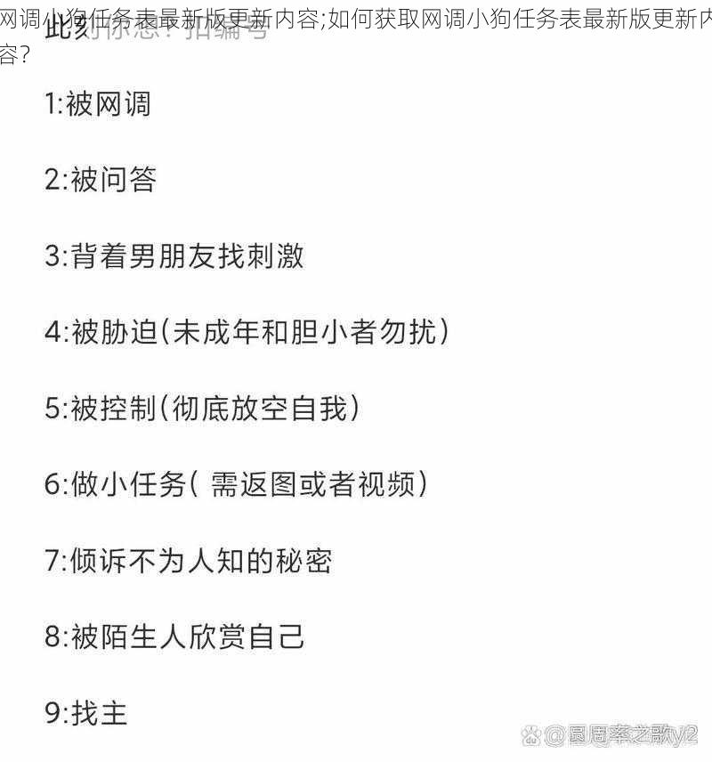 网调小狗任务表最新版更新内容;如何获取网调小狗任务表最新版更新内容？