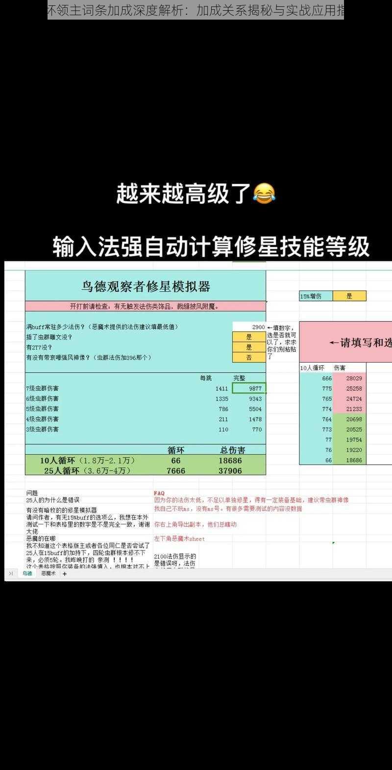 破坏领主词条加成深度解析：加成关系揭秘与实战应用指南