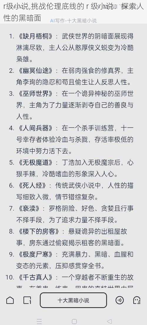 r级小说,挑战伦理底线的 r 级小说:探索人性的黑暗面