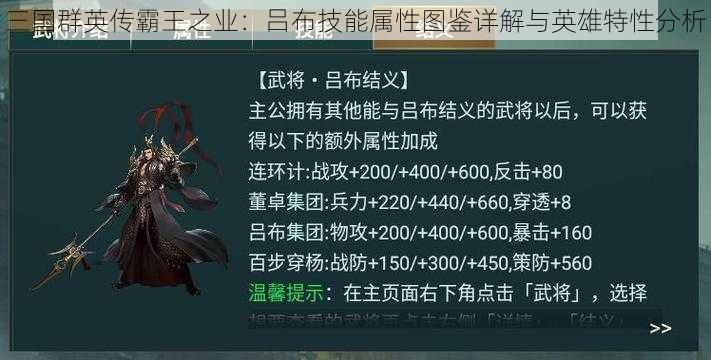 三国群英传霸王之业:吕布技能属性图鉴详解与英雄特性分析