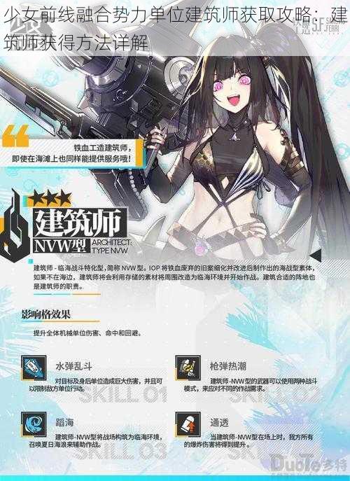 少女前线融合势力单位建筑师获取攻略：建筑师获得方法详解